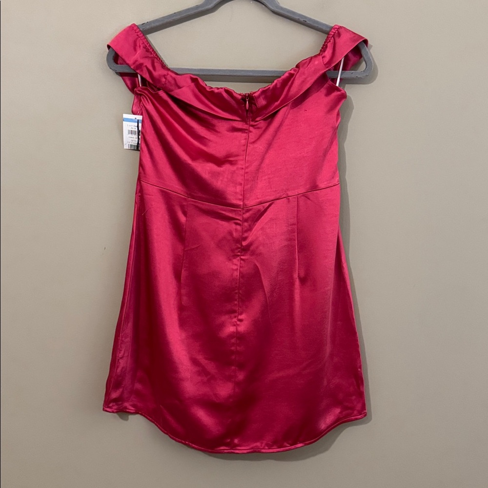 NWT- Princess Polly Rava Off The Shoulder Mini Dress, Hot Pink, Size 8 - Picture 9 of 12